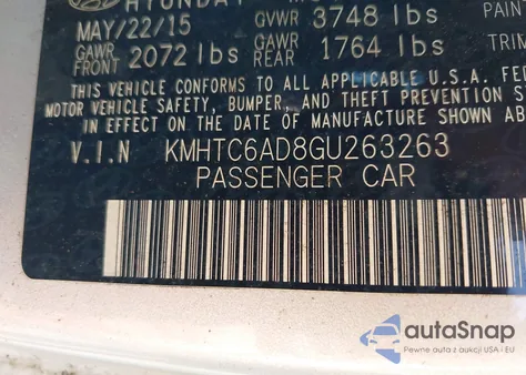 2016 Hyundai Veloster z USA, uszkodzony, nr VIN KMHTC6AD8GU263263